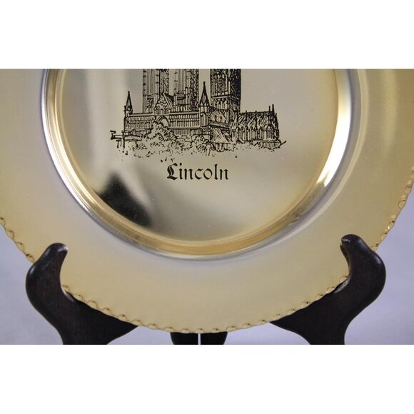 English Gothic Historic Lincoln Cathedral, UK 24K Gold Plated Collectible Plate - Picture 7 of 16